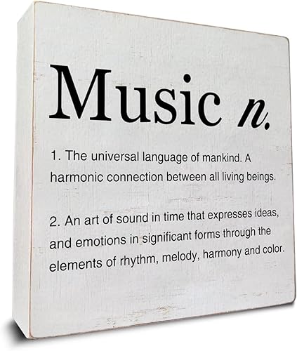 Letrero de madera con definición de música para músico, decoración de madera rústica, minimalista, decoración del hogar, para estante de mesa, 5 x 5