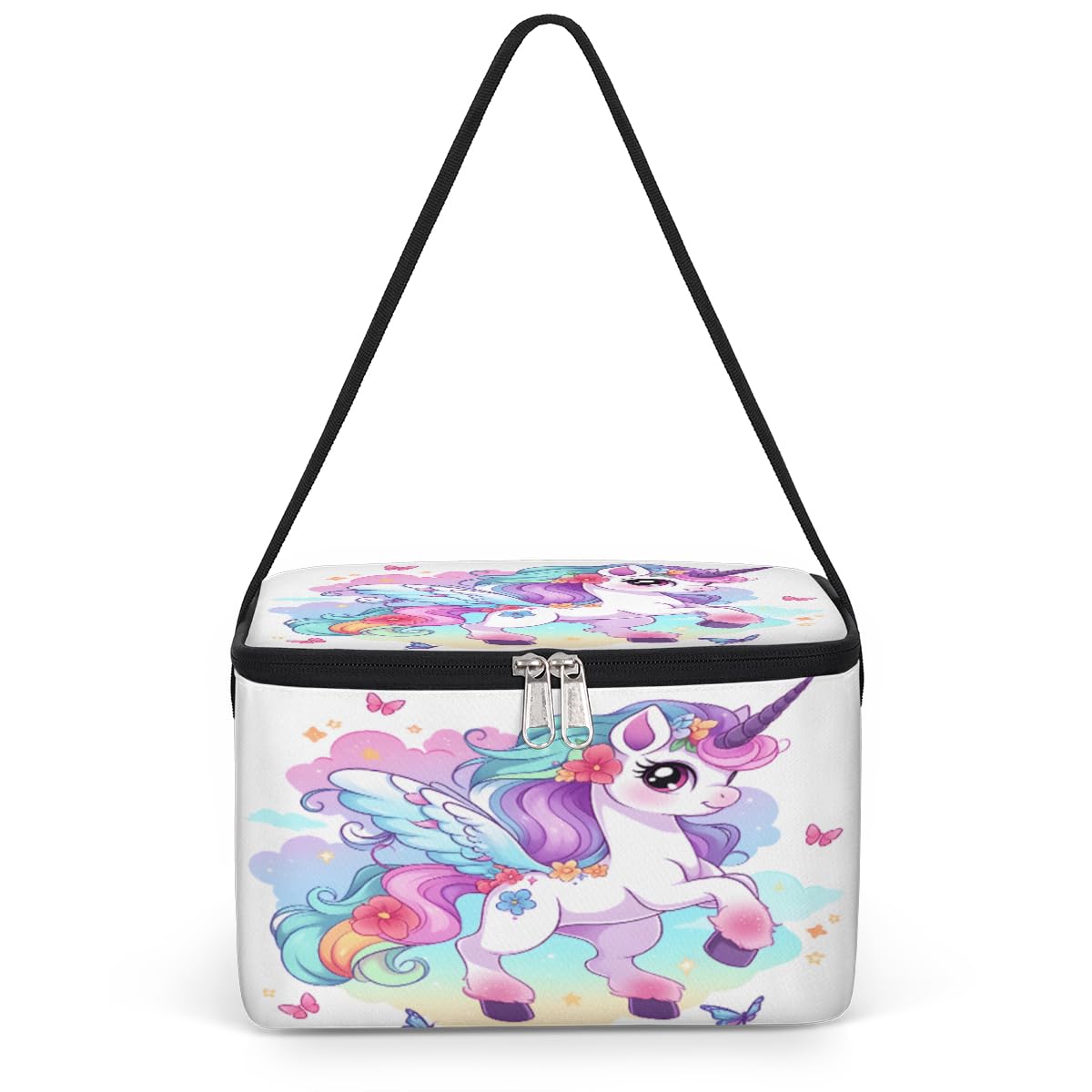 GzLeyigou Unicorn Fly Lunch Bags for Women Men 9 Cans, Hot & Cold Food Delivery Bag Insulated Grocery Bag Insulated Lunch Box Funny Unicorn Cooler Bag for Office Work Picnic Beach