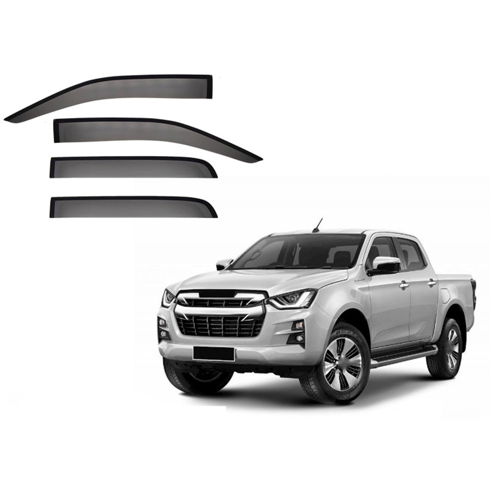 NOLLAM 4 Pezzi Deflettori Aria per Auto per Isuzu D-Max MK2-RT 2013-2020, Deflettori per Pioggia E Vento Protezione Antivento per Finestrino Accessori Auto
