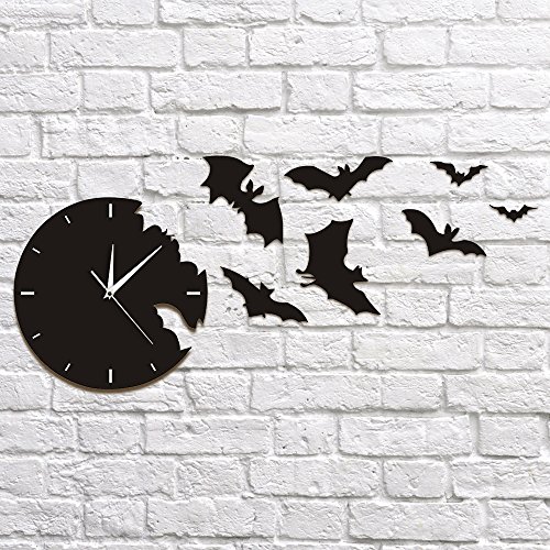 The Geeky Days A Bat Clock From The Escape Clock Bat Silhouette Silent Non Ticking Wall Clock Scary Bat Symbols Home Decor Contemporary Black Wall Watch #TOP1