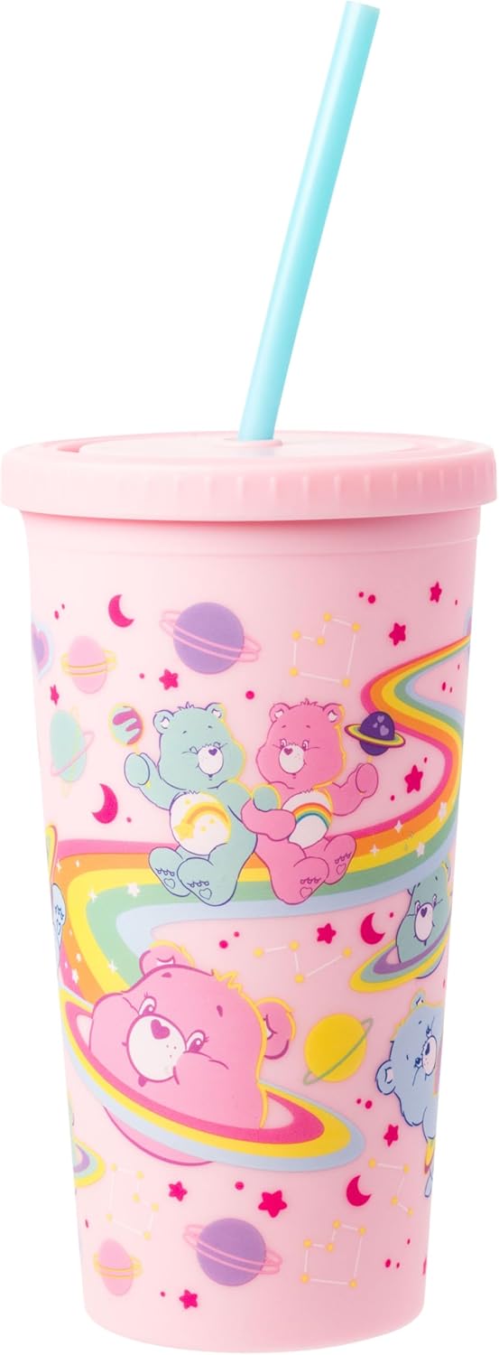 Silver Buffalo Care Bears Matte Tall Plastic Tumbler Featuring Cheer Bear and Wish Bear, 20 Ounces