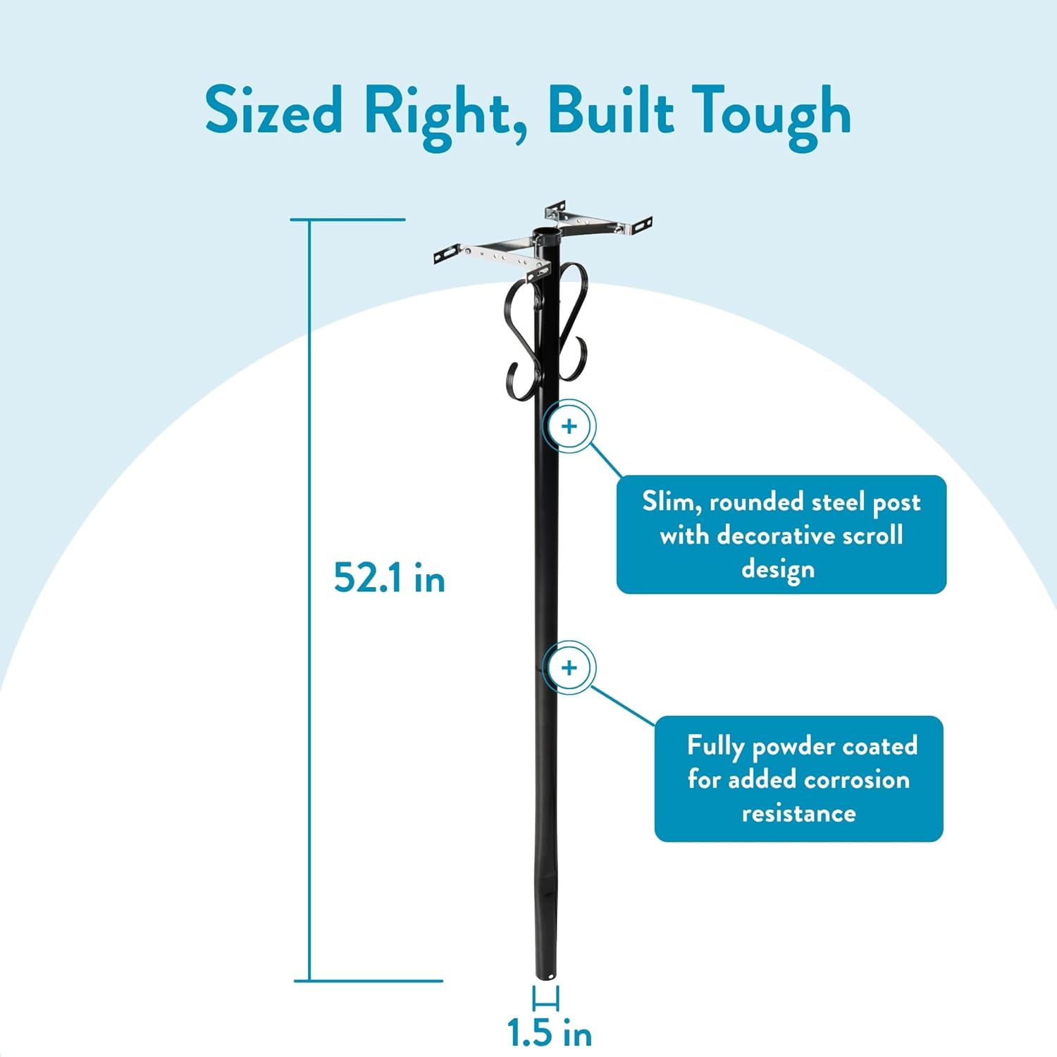 Architectural Mailboxes Round Decorative Scroll Galvanized Steel Mailbox Post, Compatibility Code A, B, C, PBK000AM, Black