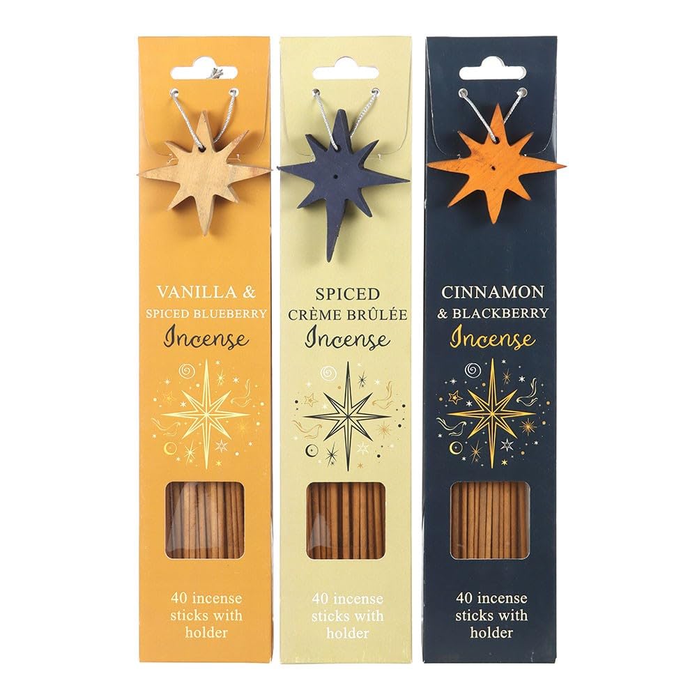 Inevitable Mixed Starry Night Collection Incense Gift Set, 3 Premium Fragrances To Choose From, With Holders, 40 Sticks Each (Cinnamon & Blackberry)