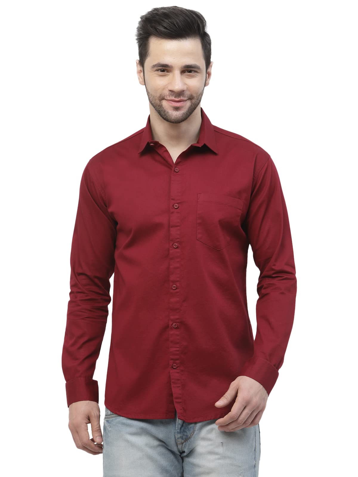 Swoke 100% Cotton Full Sleeves Office Wear Slim Fit Plain Formal Shirt for Men (SWK01017)