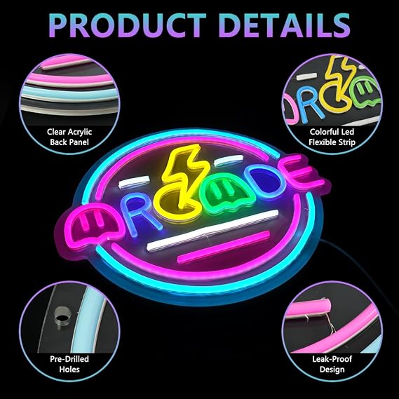 Game Neon Sign,Gaming LED Wall Decor,Dimmable Light LED Neon Wall Light Signs,Game LED Light Up Sign with USB Powered,Game Room Neon Light,Cool Colorful Game Neon Signs for Bedroom Wall Decor