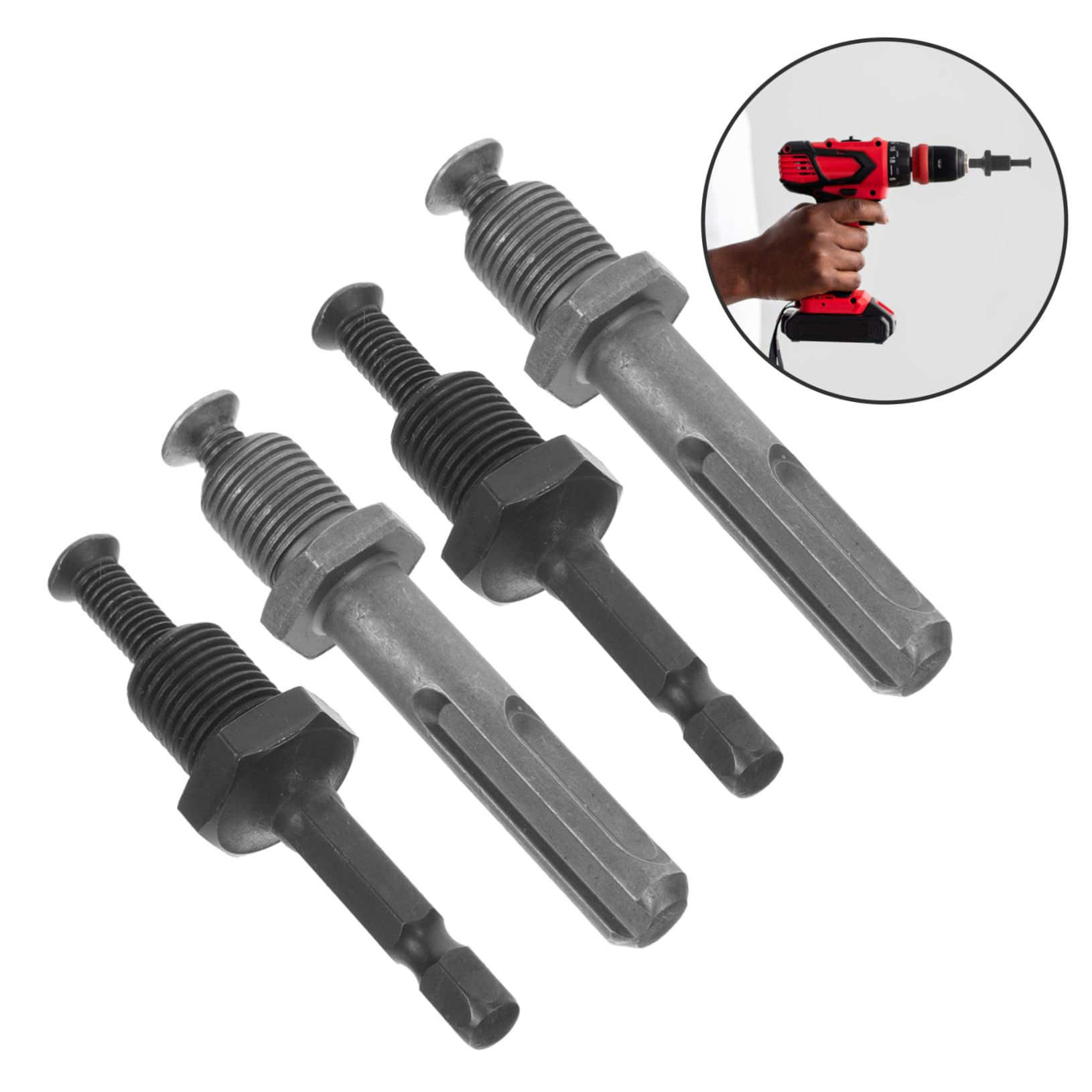 SHINEOFI 4 Set Convertitore Elettrico in Mattoni Asta Attaccamento Adattatore Per Chiave Elettrica Adattatore Per Trapano Avvitatore A Percussione Da Trapano A Presa 4 Pezzi*4