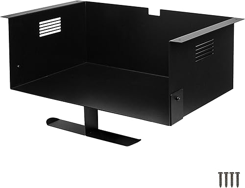 Miniatura 8 de Ilyapa Estante para CPU debajo del escritorio, soporte negro para PC debajo del escritorio, soporte de acero para computadora debajo del escritorio,