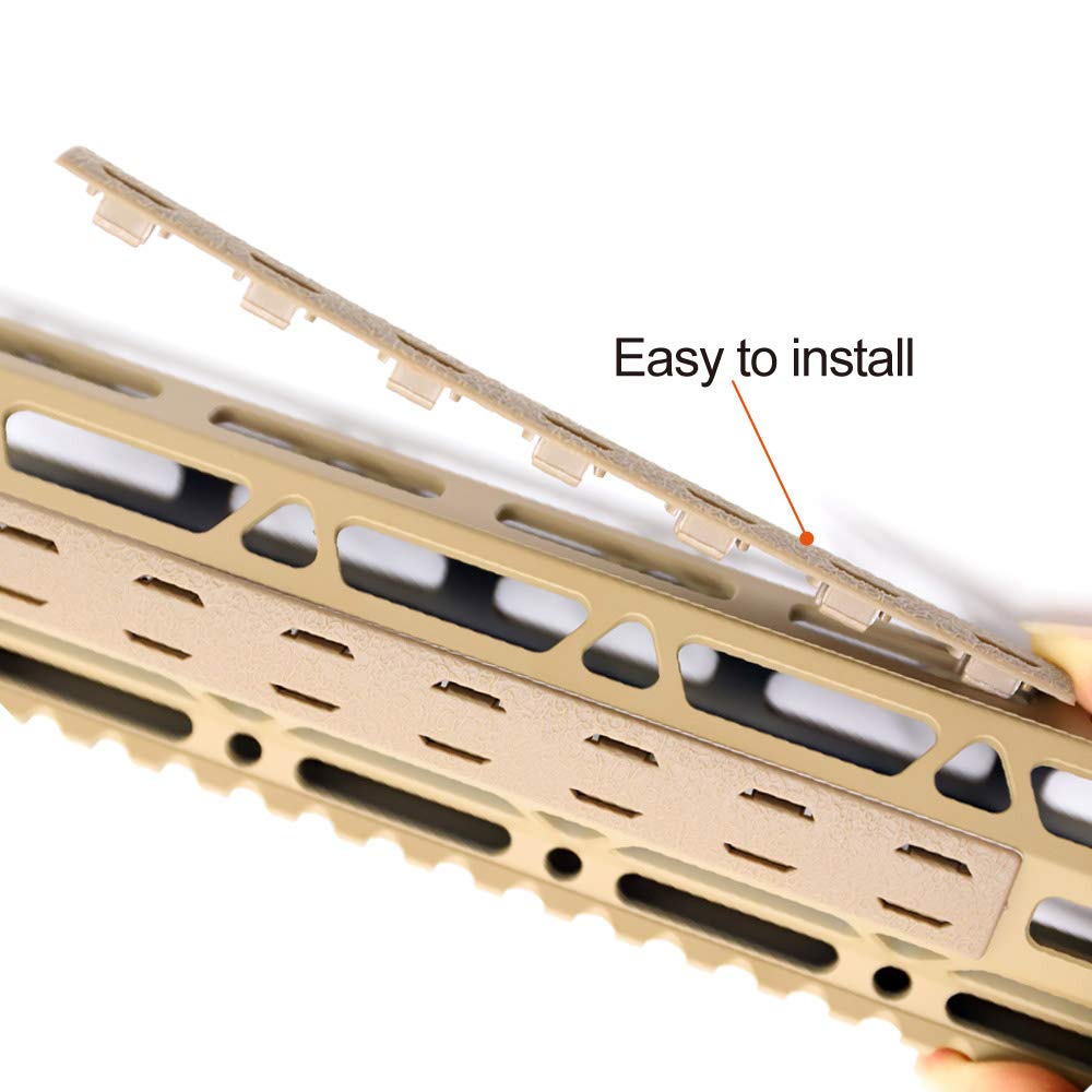 Trirock 5-pak TAN/FDE Heat Resistant Non-slip M-LK Handguard Protector Rubber Rail Cover Fits MLK cutout Picatinny Rail