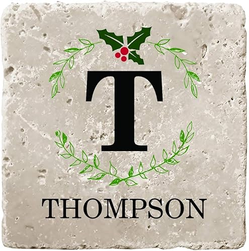 Miniatura 1 de Infusion Posavasos de travertino personalizados con diseño navideño - Juego de 4
