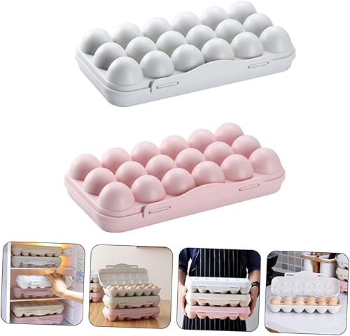 Miniatura 5 de Contenedor de huevos de 2 piezas, contenedor de 18 huevos, bandeja apilable de PP para huevos con tapa, bandeja de almacenamiento para huevos,