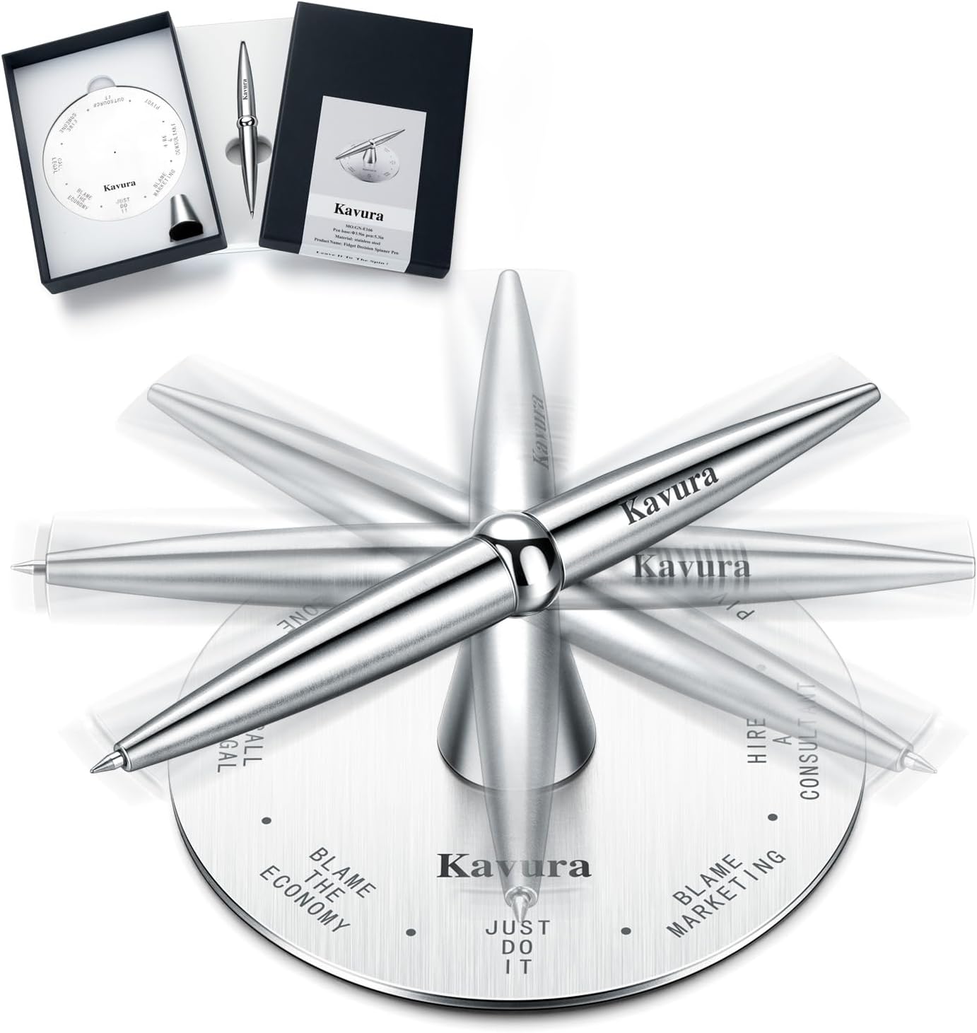 Executive Edition Spin Decision Pen – CNC-Machined Stainless Steel Magnetic Fidget Pen | Smooth Gel Ink | Office Humor Decision Dial & Premium Desk Gift for Bosses and Corporate Leaders