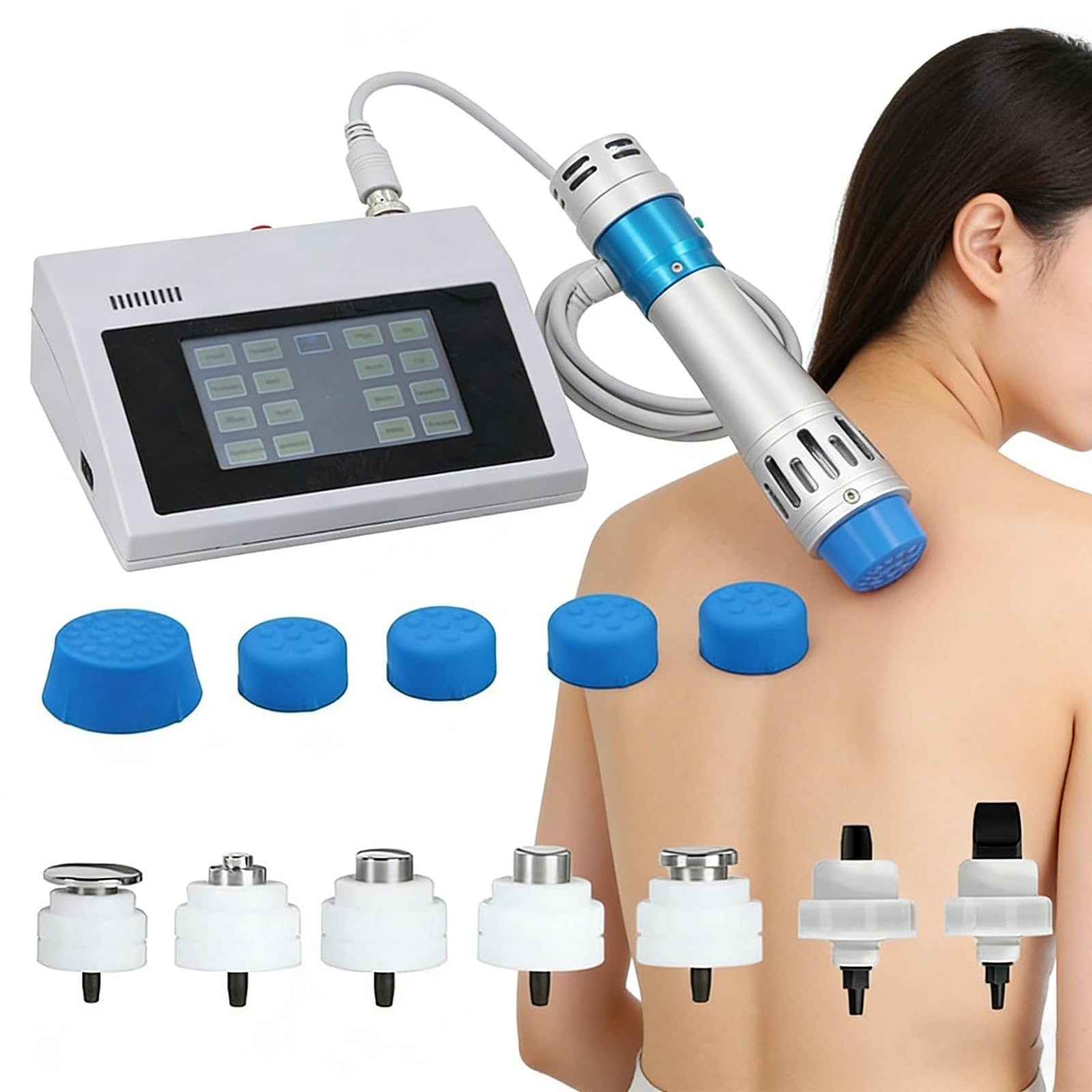 Dispositivo di Terapia con Onde D'urto, Macchina per Terapia Dell'onda D'urto con 7 Massaggio, Frequenza: (1~18Hz), Energia: (10~300mj), per Spalle, Fianchi, Cosce, Polsi, Gomito