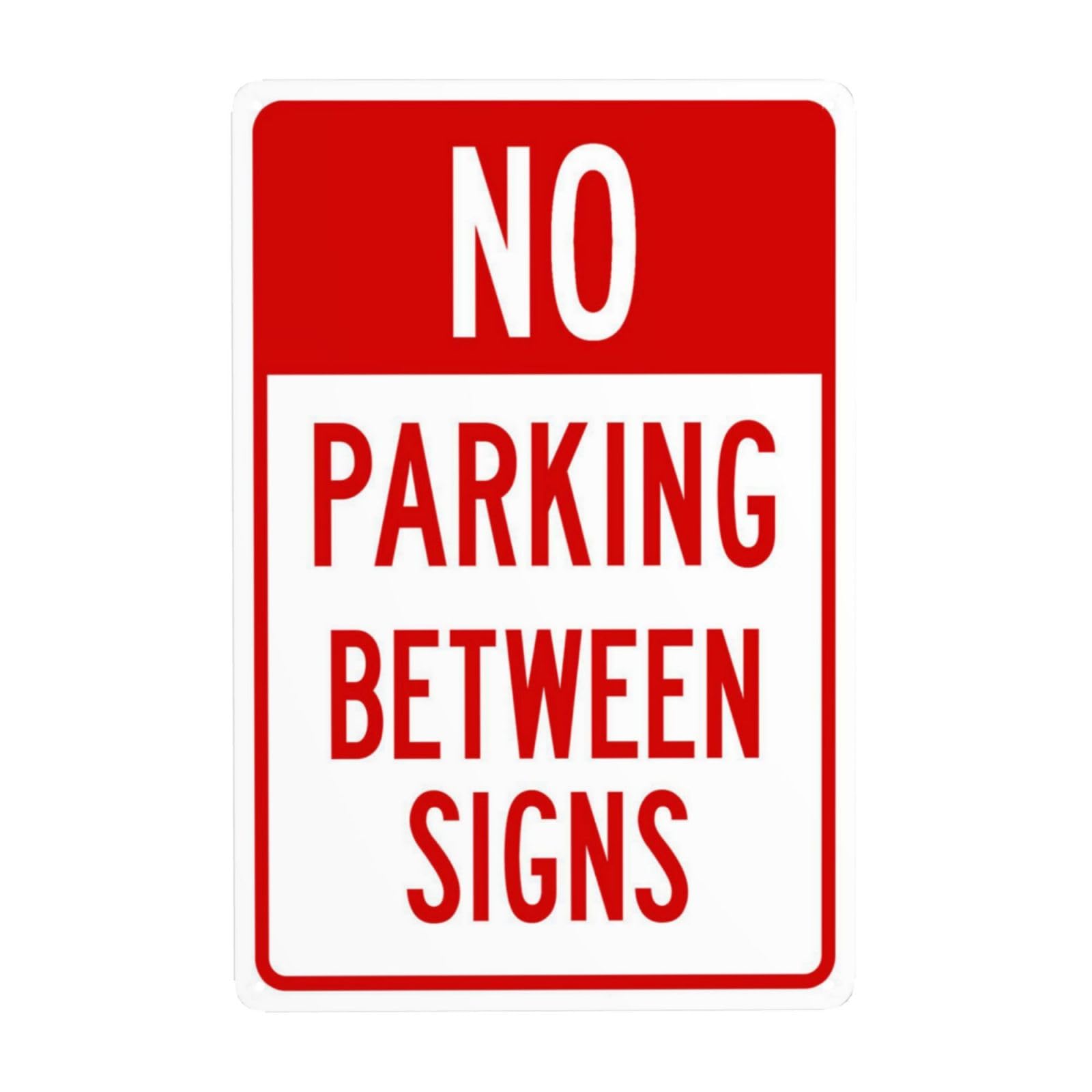 SMAZDFXX No Parking Between Signs Metal Warning Sign, Cautions Security Tin Sign, Safety Posted Signs for Street Business Wall Decor 12"x16"