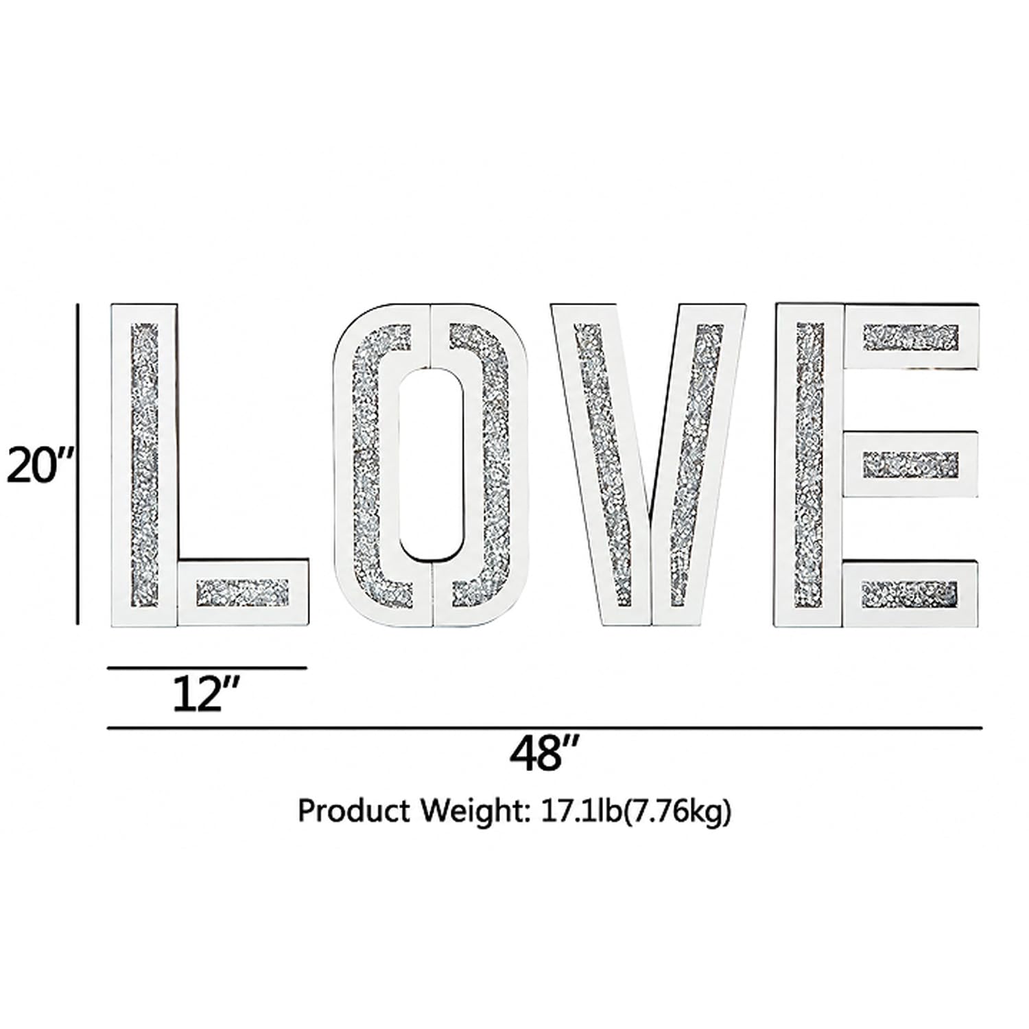 LOVE Mirror Wall Decor - Stunning 20" Letters -6 LOVE Mirror Wall Decor - Stunning 20" Letters -6