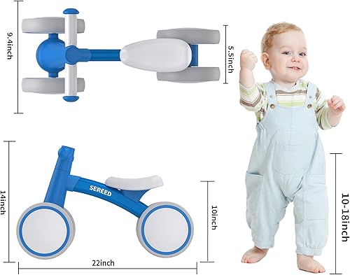 Miniatura 3 de SEREED - Bicicleta de equilibrio para bebés de 1 año, niños y niñas de 12 a 24 meses, primera bicicleta para niños de 4 ruedas, regalos de primer