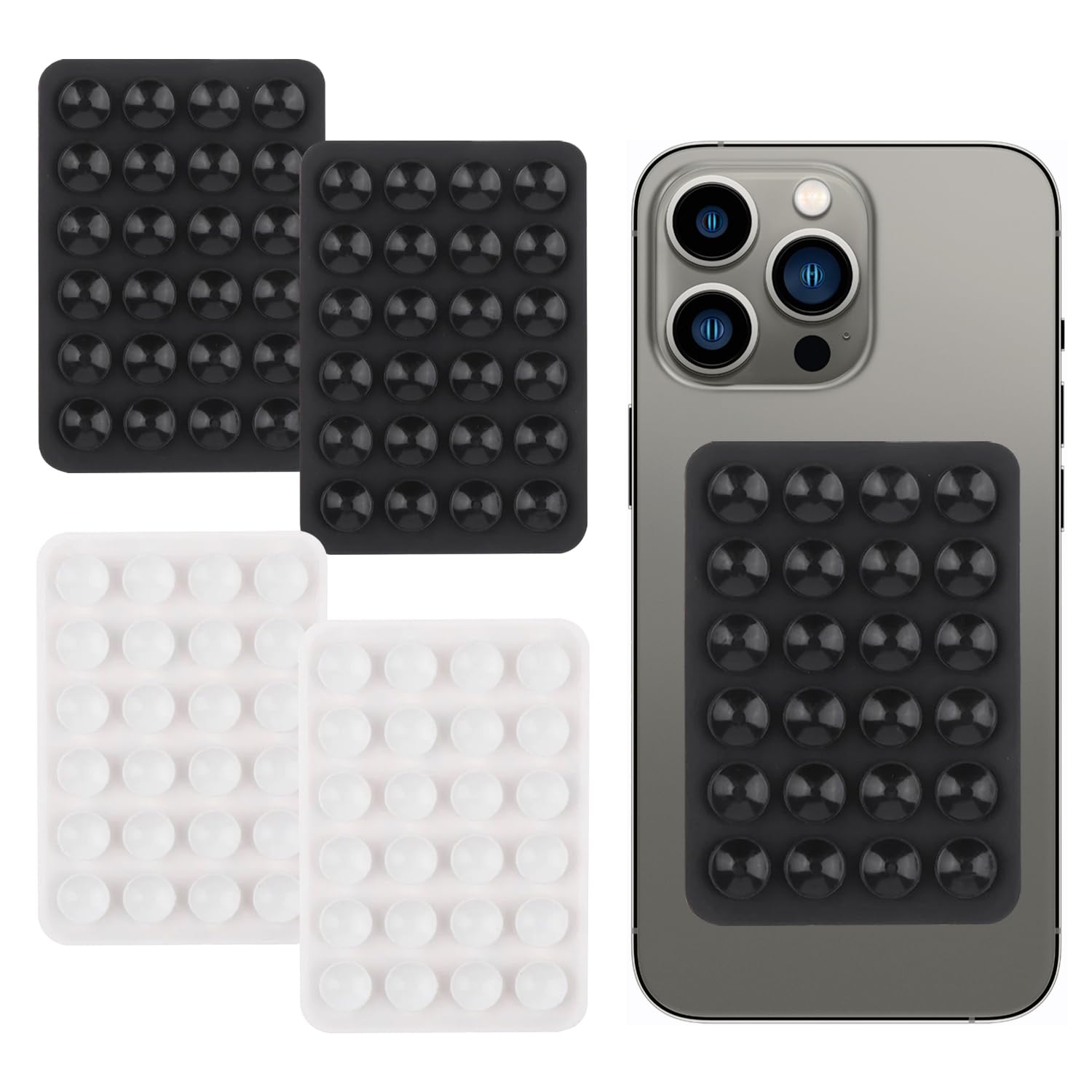 XMNIVATE Pack of 4 Car Phone Holder, Silicone Suction Cup, Power Bank Holder (Black, White)