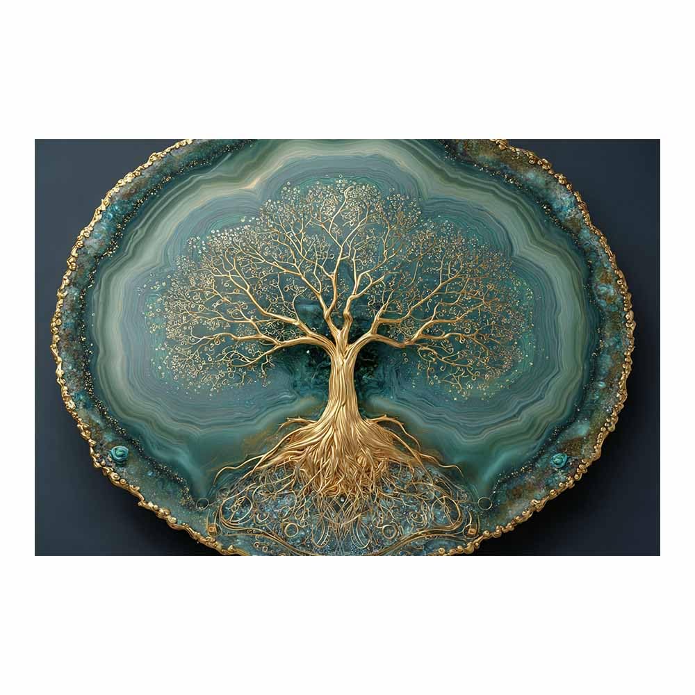ZAMAEIU Tree of life wall art Crystal-veined Tree abstract canvas wall, For Bathroom, Living Room, Bedroom, Office.Gift for Home Decor(blue)-30x50cm Unframed