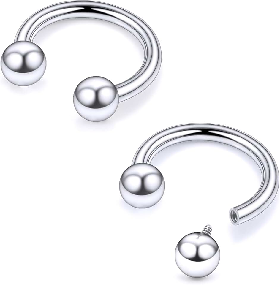Rmsnxnnz 20G 18G 16G 14G 12G 8G 6G 4G 2G ASTM F136 Titanium Internal Thread Horseshoe Septum Ring Jewelry Circular Barbell Helix Snug Tragus Rook Daith Cartilage Earring Lip Ring Piercing Jewelry