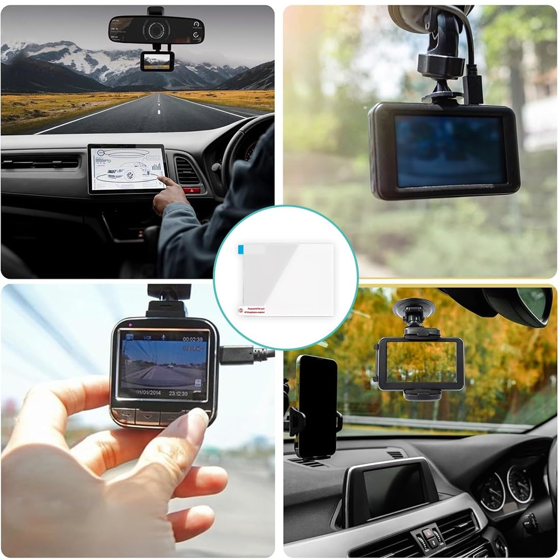 8 Pcs di Adesivi per Dashcam per Il Parabrezza,Adesivo elettrostatici per Evitare Facilmente Graffi e Cadute,Adesivi per Parabrezza,Pellicola Trasparente per Il Montaggio