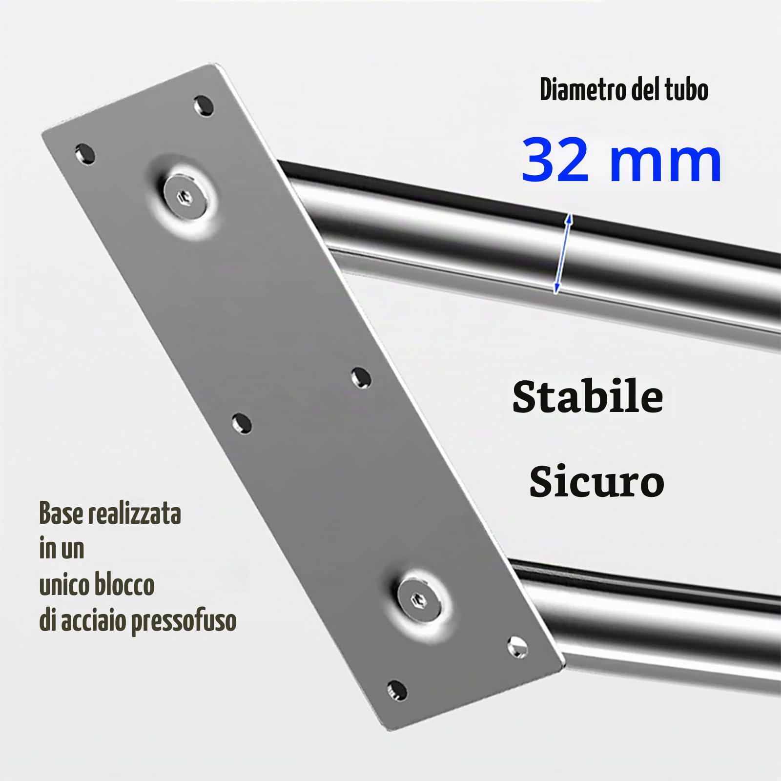 Corrimano Per Scale a u In Acciaio Inox 60 Cm,Grado Da 1 a 4,Robusto e Antiscivolo,Adatto Per Garage,Bagni,Balconi,Interni Ed Esterni,Grigio Argento,Design Ergonomico(Tubo Da 3,2 Cm)