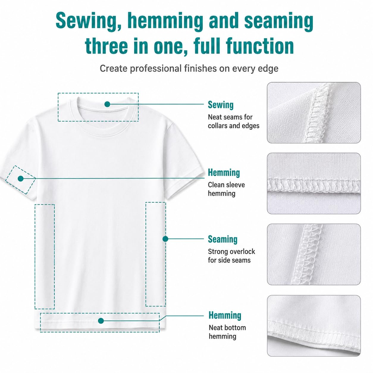 Heavy Duty Coverstitch Serger i Overlock Maszyna do szycia ze ściegiem 2/3/4, pułapką wykończeniową, zatrzaskowymi stopkami i regulowanym miernikiem