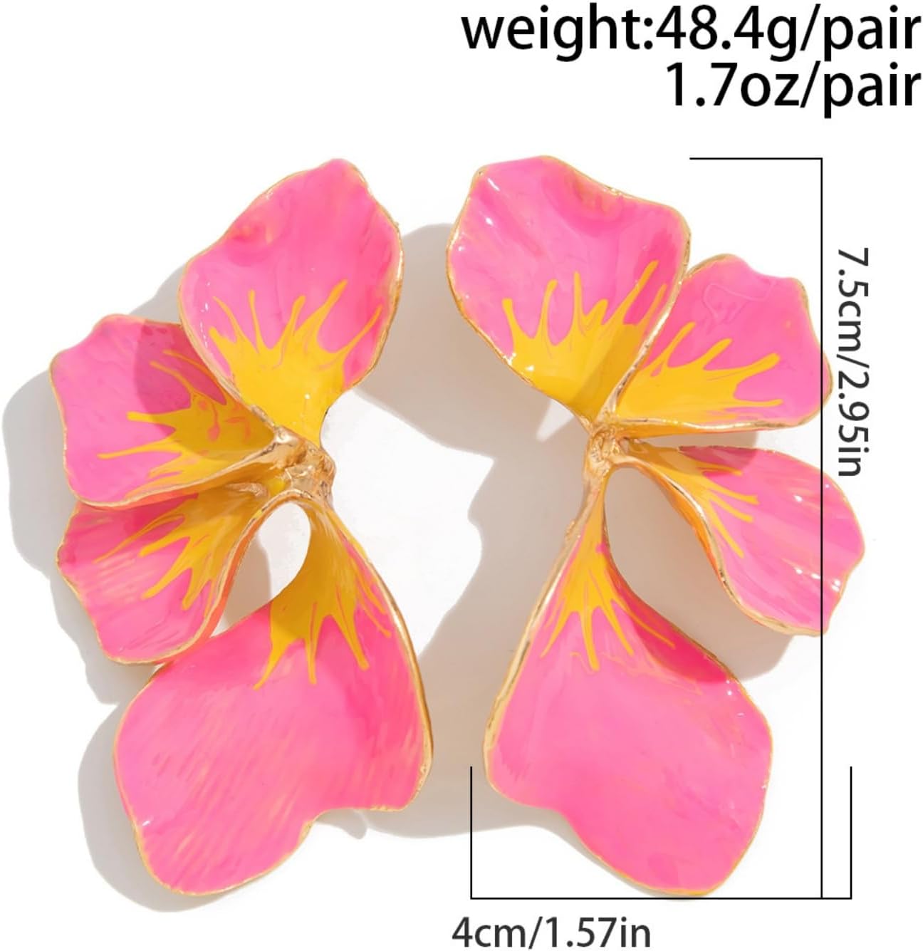 Chunky Flower Dangle Earrings for Women Vintage Gold Silver Exaggerate Petal Earrings Enamel Oil Drip Geometric Floral Earring Statement Simple Fashion Jewellery - Image 8