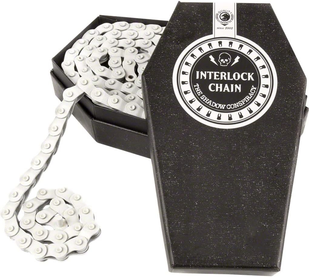 THE SHADOW CONSPIRACY Interlock 1/8" Durable Adjustable Half-Link Bike Chain V2 Compatible with 8T Driver & Up, White