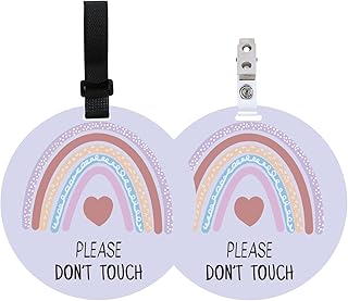PLIGREAT 2 Pack Stop Touching Baby Sign, No Kissing Baby Signs for Baby Car Seat Baby Carriers, No Touching Baby Signs for Newborn Baby Girls Boys, Rainbow Stroller Tags with Hanging Strap and Clip