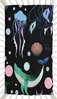 Marine Life Crib Sheets for Boys, Girls Machine Washable Soft Cozy Microfiber Fitted Crib Sheet for Standard Crib and Toddler Mattresses Boys Girls 28x52 Inch