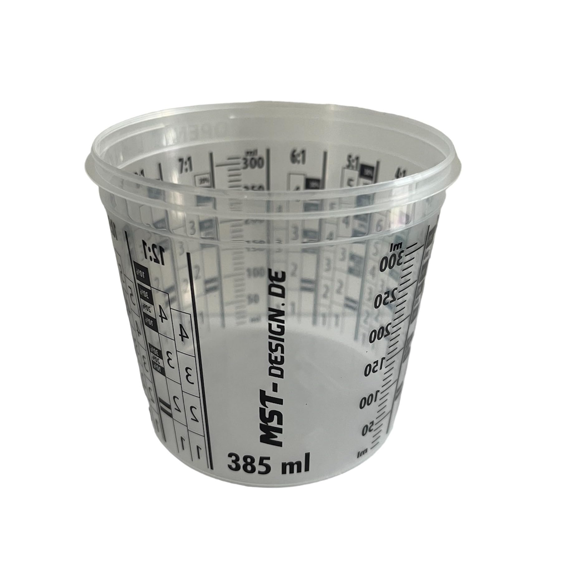 MST-DESIGN 25 x Lackmischbecher 385 ml (0,385L) I Mischbehälter I Messbecher Mischbecher I Anmischen von Farbe und Lack I Becher mit Skala I Lackieren Lack Lackierzubehör