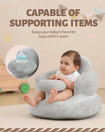 Miniatura 45 de Asiento inflable para bebés de 3 a 36 meses, silla de bebé con bomba de aire integrada, asiento de piso para bebé, asiento Bumbo para aprender a