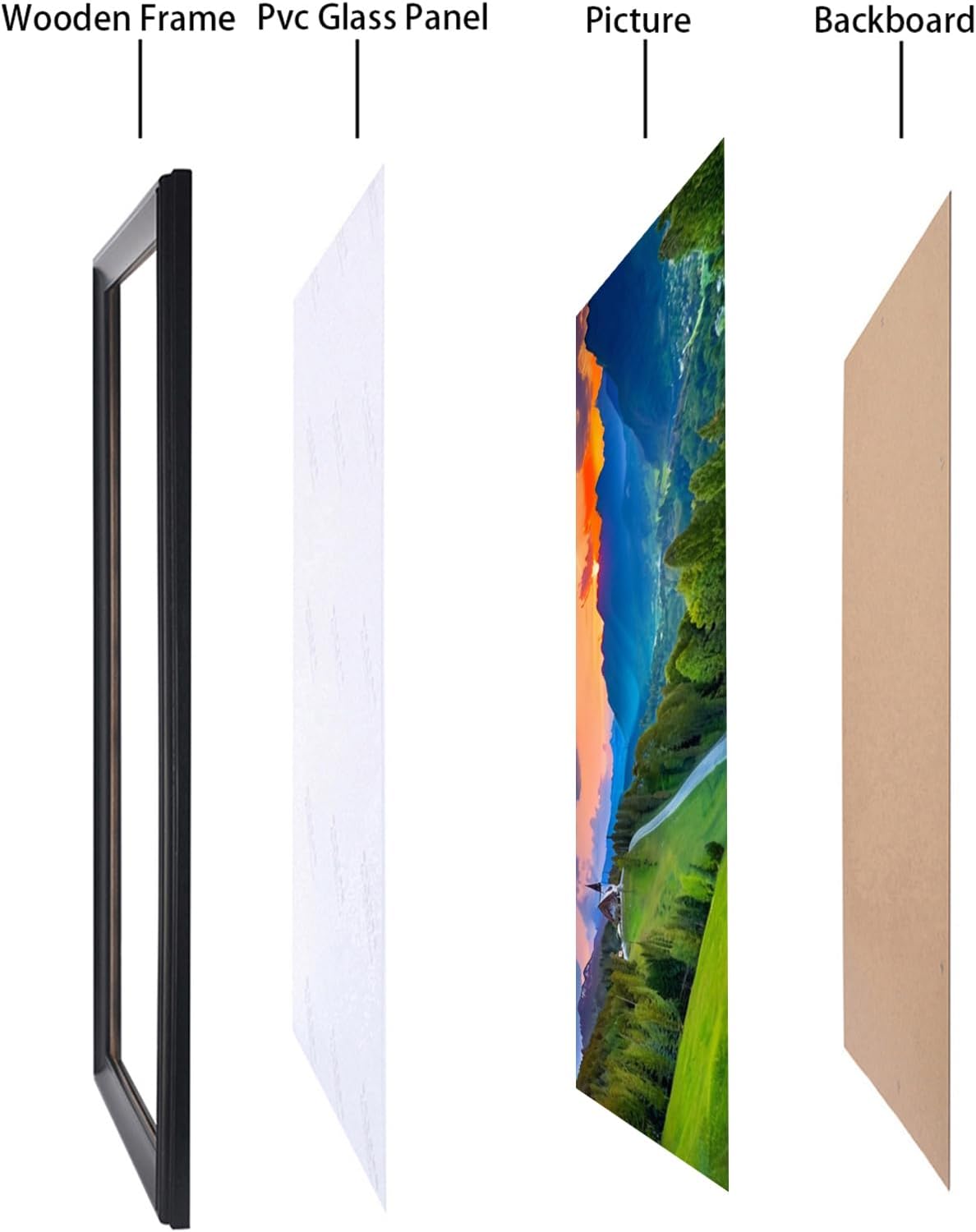 10x33 Picture Frame Black Solid Wood Suitable for/Panoramic Photo/Painting/Poster/Puzzle (S23B1033)