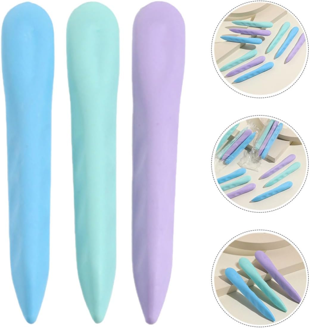 GALPADA 15pcs Macaron Color Long Strip Erasers Set for School and Office, TPR Material Easy to Grip and Versatile Art Erasers for Students and Art Enthusiasts