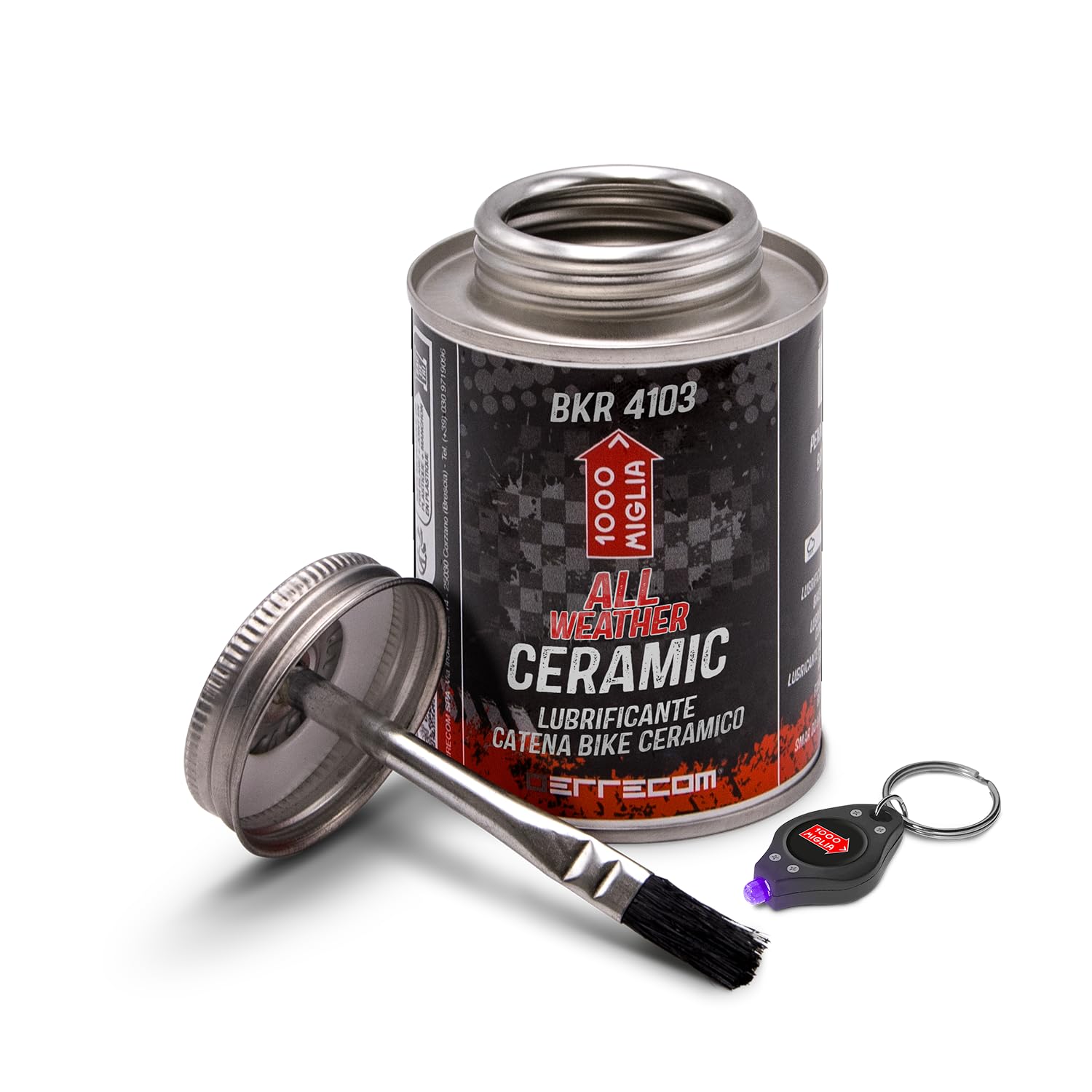Errecom 1000 Miglia BKR 4103 CERAMIC ALL WEATHER Lube Bike Chain for all Weather Conditions - 240 ml, fluorescent and scented formula, All-In-One Can, Brush included