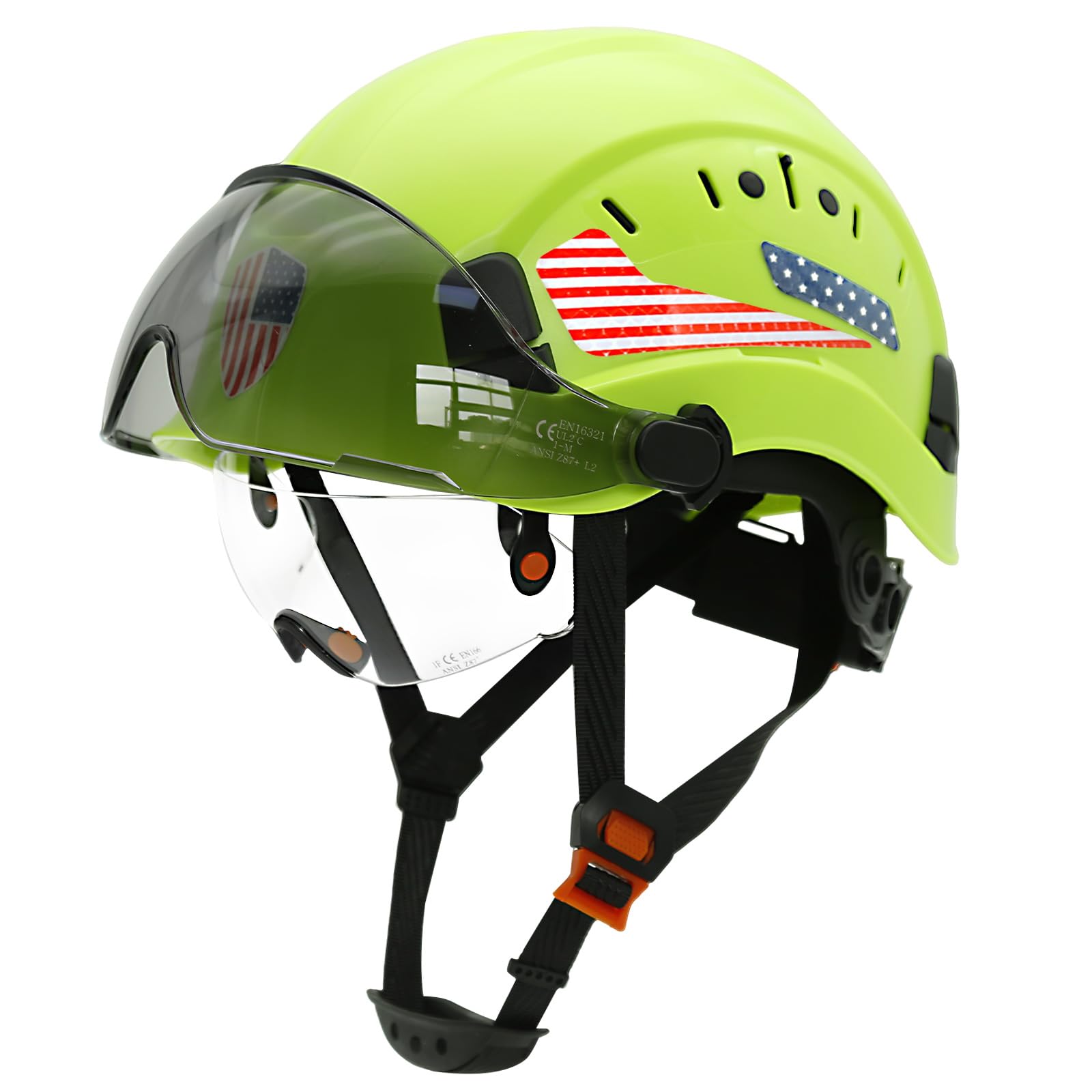 Perldverge OSHA Approved Construction Hard Hat with Dual Visor - Vented Hard Hats with Visor Sun Glasses, ANSI Z89.1 Type 1 Class C Chainsaw/Arborist