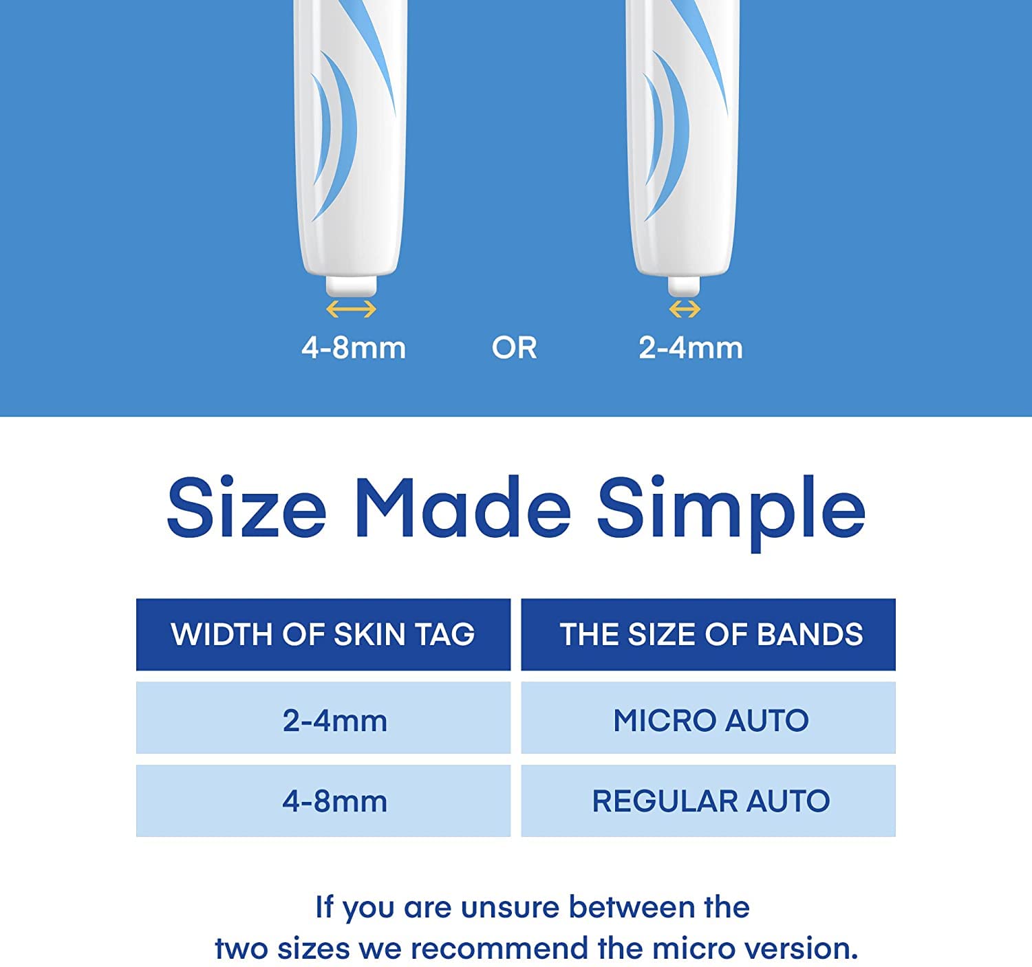 2 en 1 Skin Tag Remover – Auto Skin Tag Pen Remover con 40 bandas micro y normales para la piel, fácil de usar, seguro e indoloro elimina de pequeñas a grandes (2 mm-8 mm)