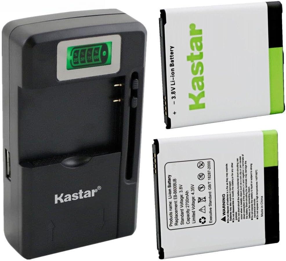 Kastar Galaxy S4 Battery (2-Pack Without NFC) and Intelligent mini Travel Charger Replacement for Samsung Galaxy S4, S IV, I9505, M919, I545, I337, L720, EB-B600BUB, EB-B600BUBESTA
