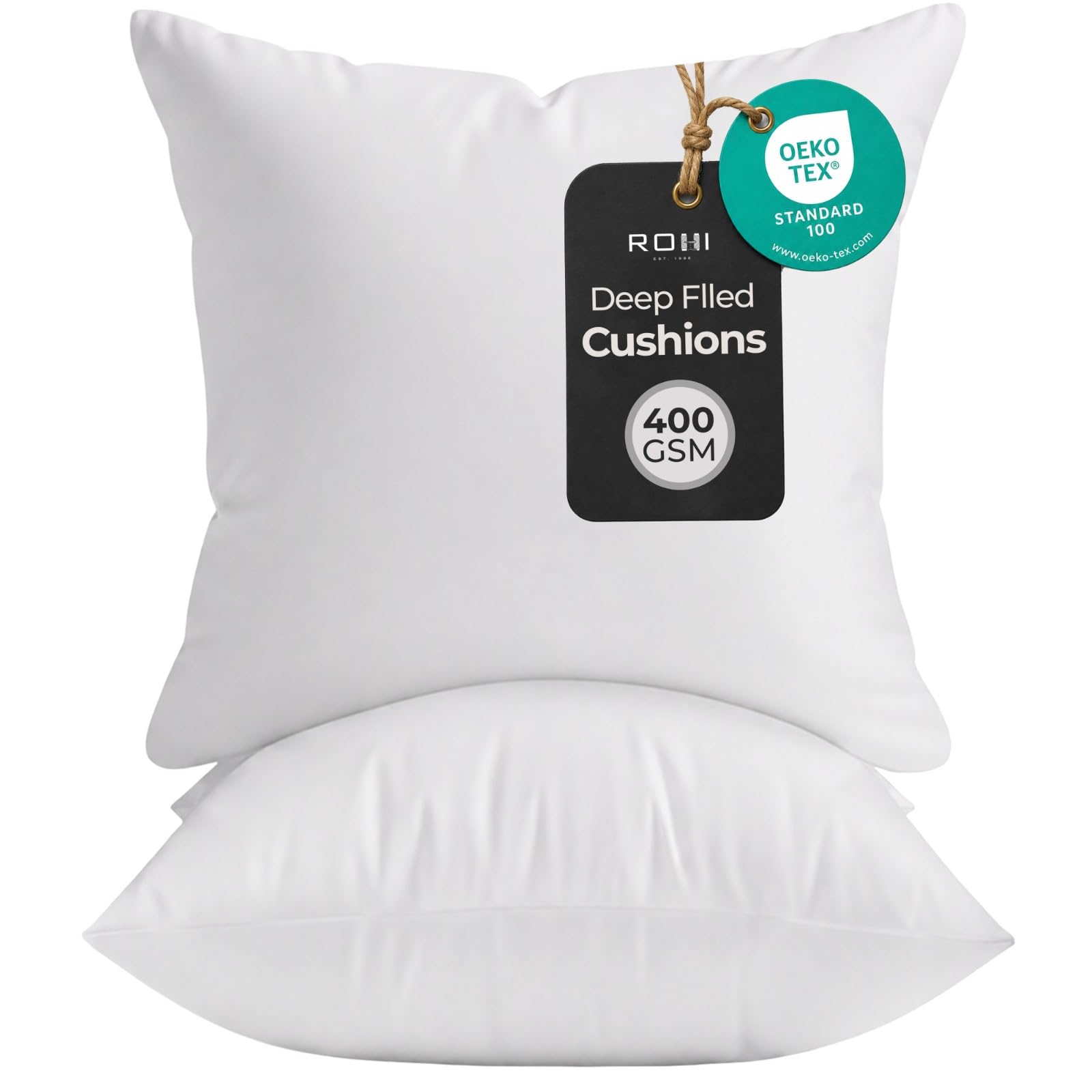 Rohi 2 Pack Deep Filled Cushion Inserts 45cm x 45cm (18x18) 400GSM Pads