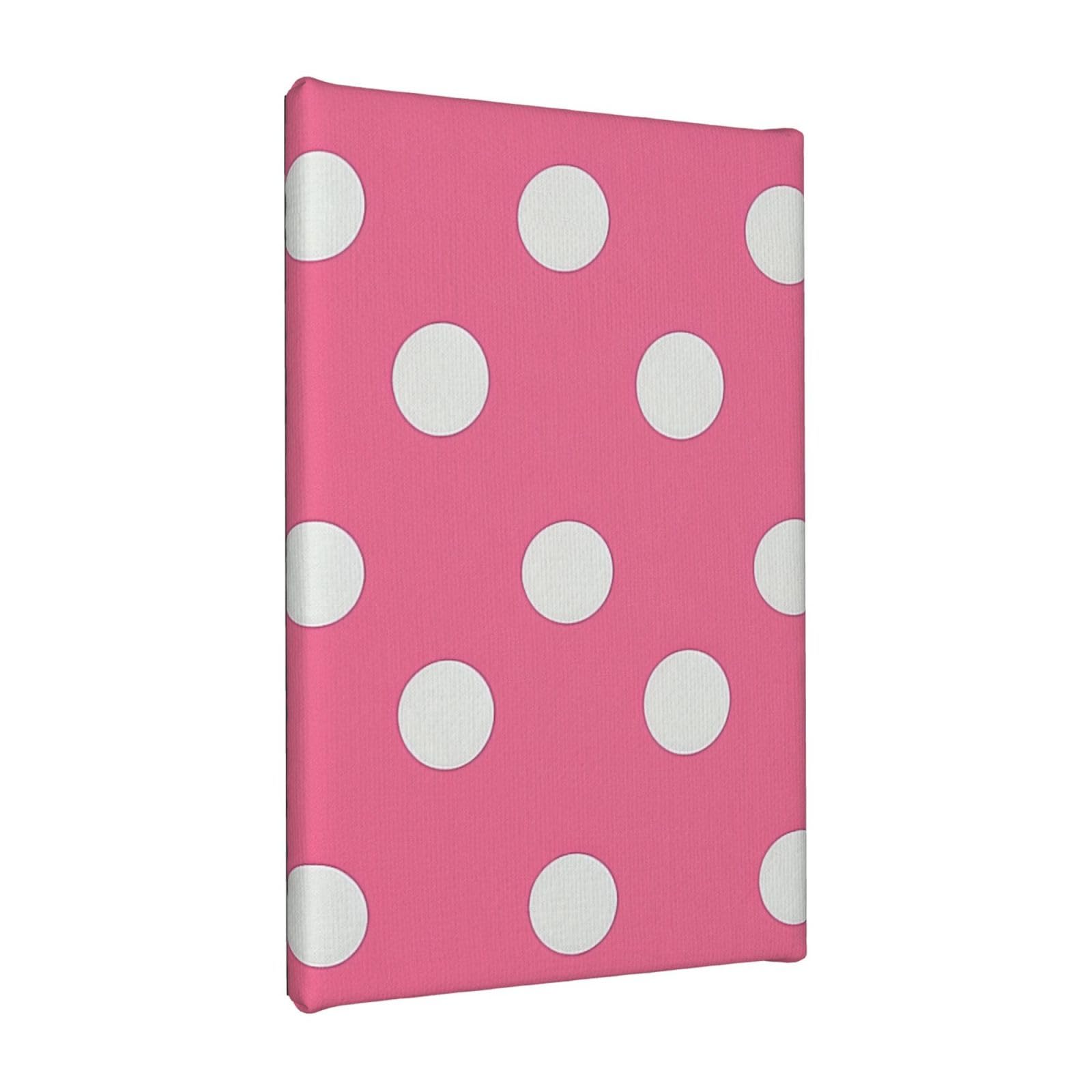 YKLJG white Polka Dots Printed Wall Art Canvas Painting 20x30 CM Wooden Framed Picture Painting Artwork Prints for Bedroom Kitchen Home Office Decor