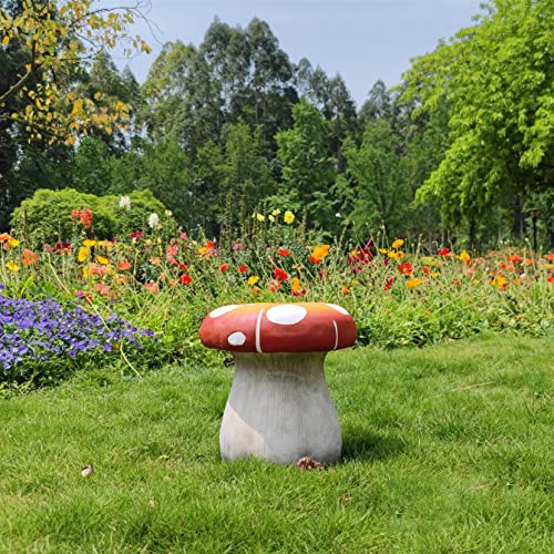 Housingod Mushroom Statue Stool Over Sized Sculpture Courtyard Lawn Pond Ornament Garden Outdoor Patio Stool Decoration 13.3'' High #TOP1