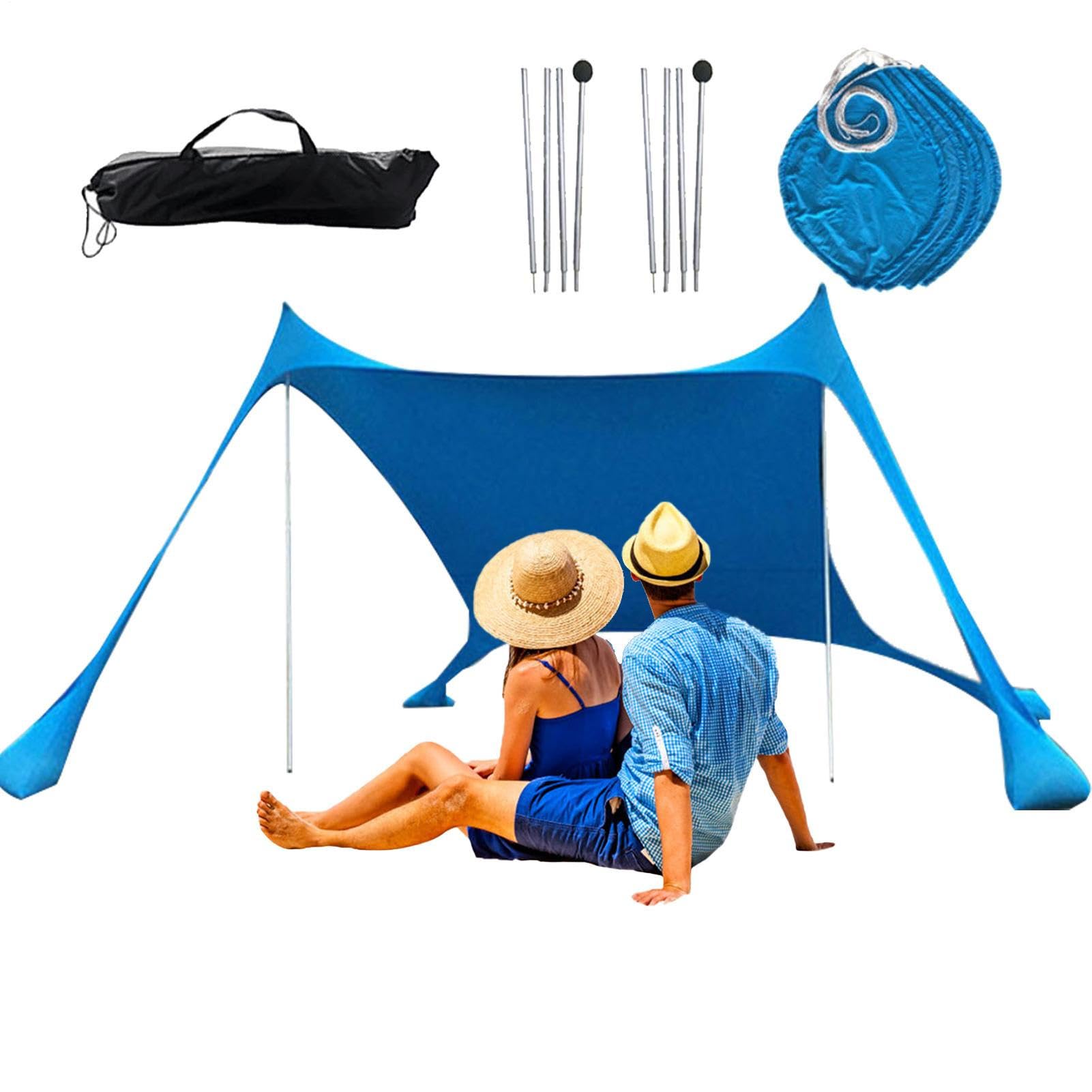 Tenda da spiaggia con UPF50+ Protezione Sun | Luce Ampoule portatile Parasole pieghevole | Summer Shelter Mare Garden Escursioni Famiglia Campeggio per bambini Facile Assemblea