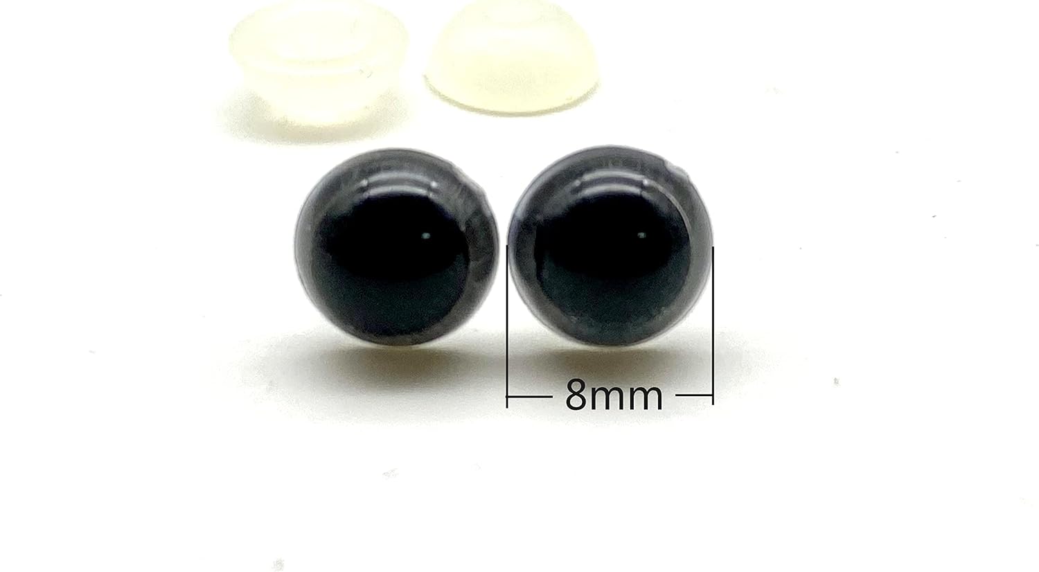 3dancraftit Plastic Safety Eyes with washers 5/16" / 8mm 24 pcs Clear Black EB42