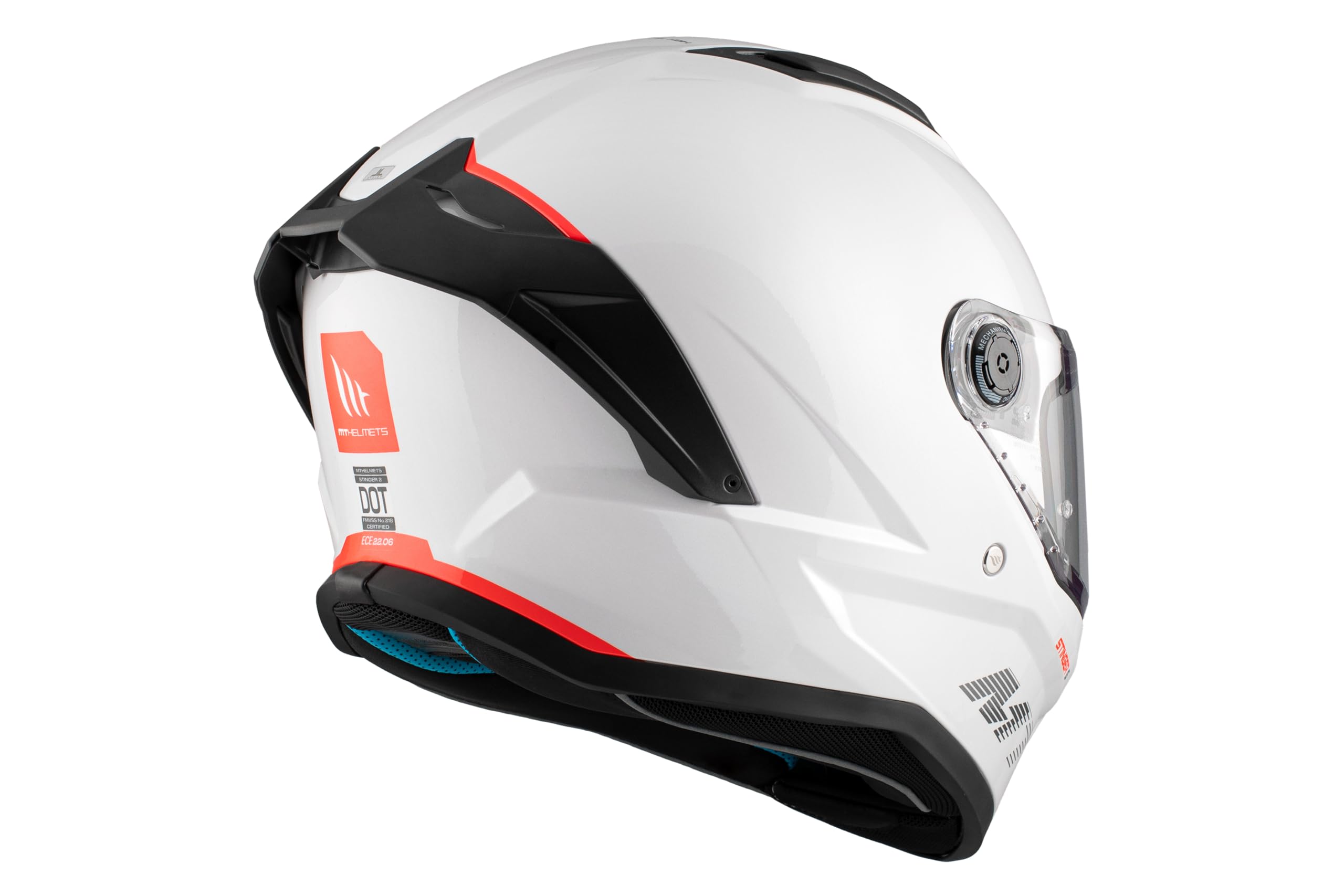 MT Helmets Stinger 2 – Casco Moto Integral Deportivo con Pantalla Antivaho Compatible con Pinlock, Visor Solar Full Vision, Interior Lavable y Calota HIRP | Homologado ECE 22.06 & Dot