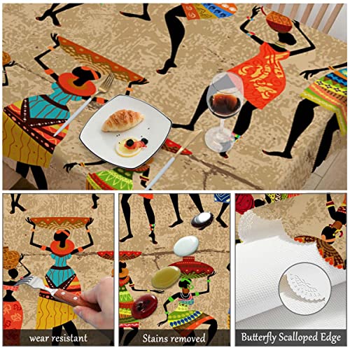Swono Tablecloth 52"X70" African Woman, Grunge African Woman Dancer Rectangle Table Cover Anti-Oil Tablecloth For Dining Tables, Parties, Wedding And Banquet Decoration #TOP5