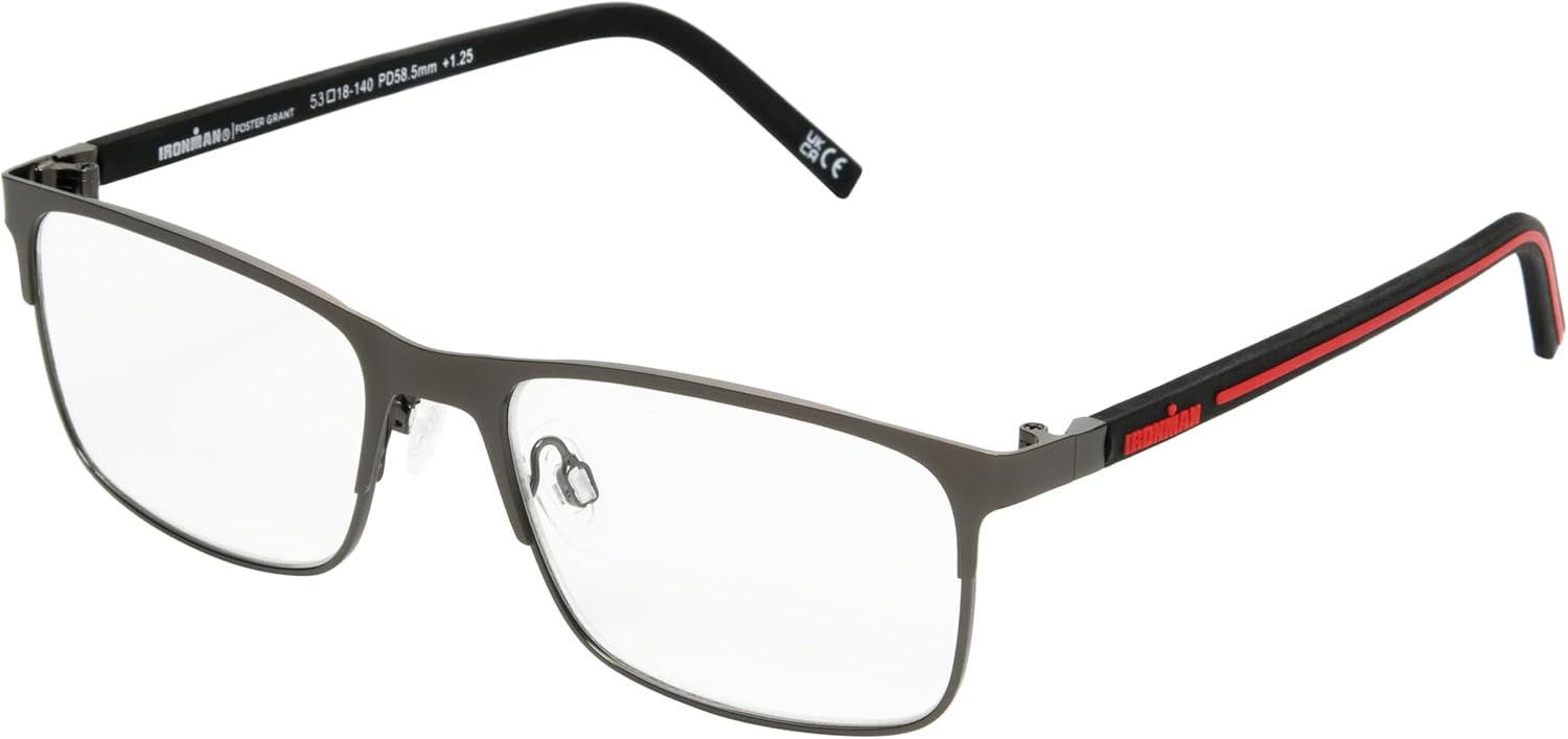IRONMAN mens Drive Rectangular Reading Glasses
