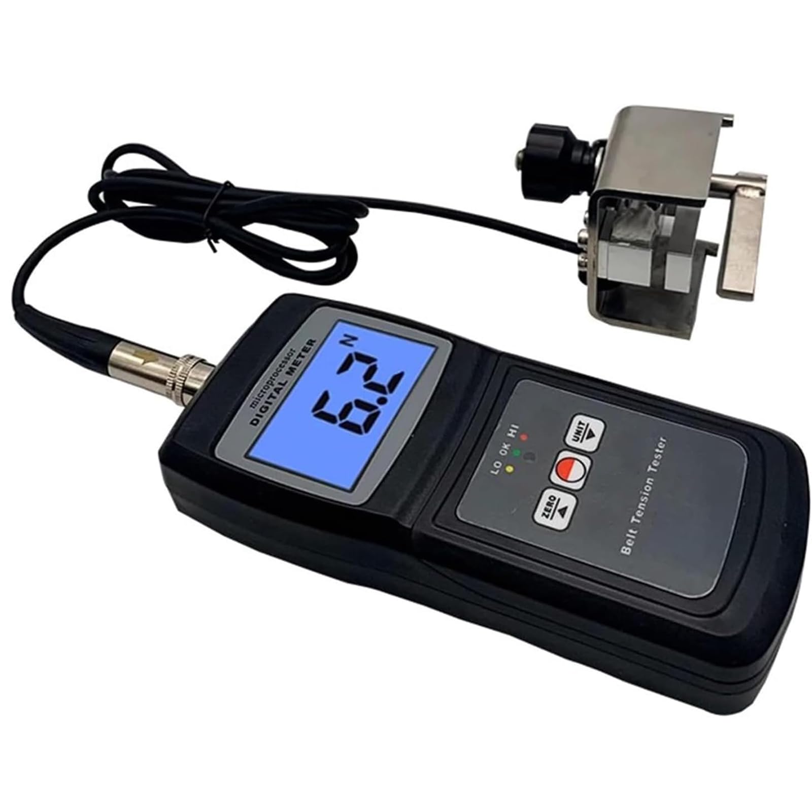 Digitales Gurtspannlehre, Messgerät mit Ton- und Lichtalarm, maximale Riemenbreite 36 mm, misst 0-77 kg/0-54.4 kg / 0-750 N, 4-Einheiten-Umrechnung