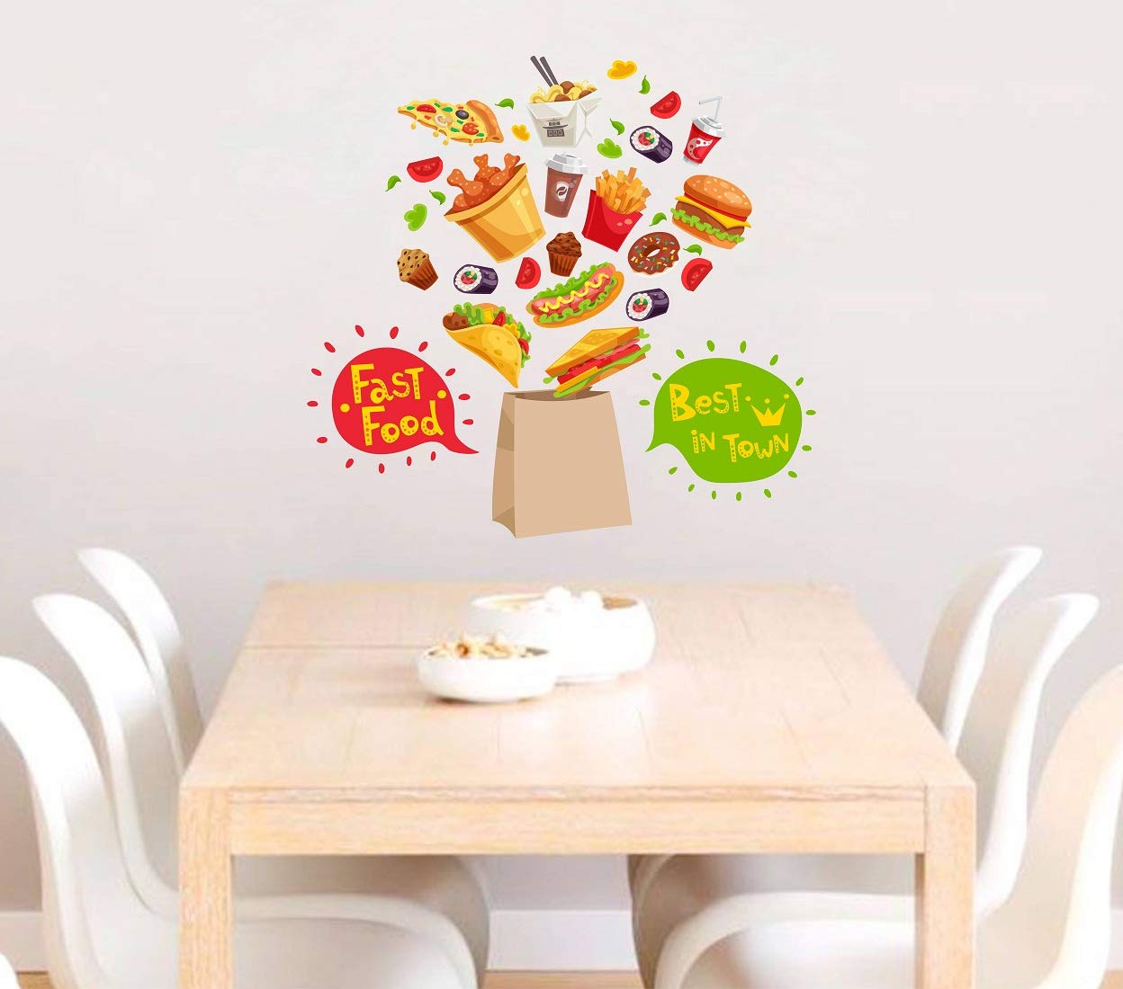 Wallzone Fast Food Large Vinyl Wallsticker(70 cm x 60 cm)