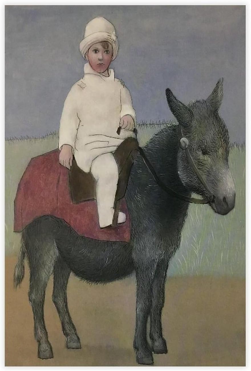 QSDTGHUIKP Pablo Picasso on A Donkey 40x60cm Frameless Vintage Canvas Wall Print Decor