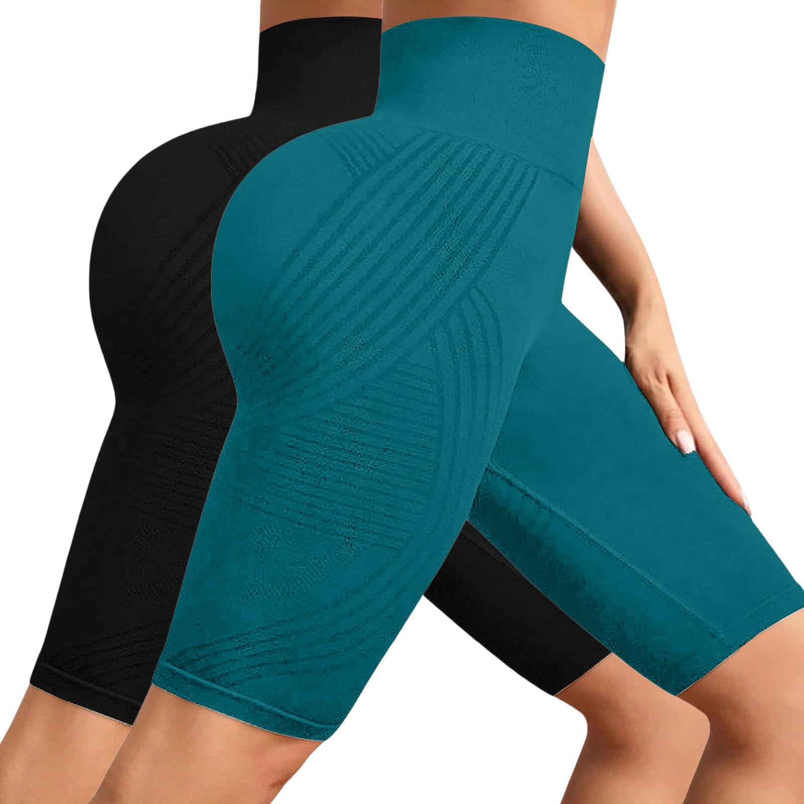 Generico Leggins 3D Anticellulite Donna Leggings Corti Estivi Push Up Sculpture Lipedema a Compressione Controllo Graduata Anti Vita Alta Senza Cuciture Fitness Yoga Pantacollant Calze Lipedema