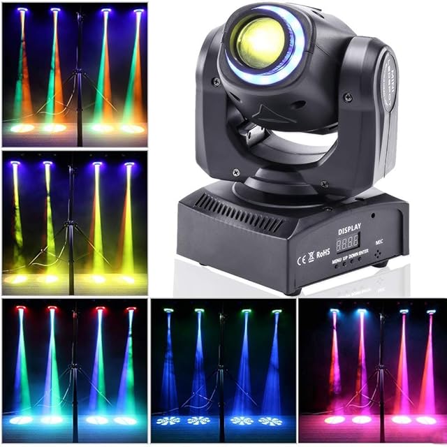 UKing LED Moving Head Light 50W with Magical RGBW Circle Lighting 8 Gobos Effects by DMX512 for DJ Disco Party Stage Lights